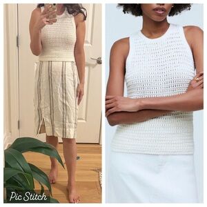 Madewell White Cropped Crochet  Knit Sleeveless Top